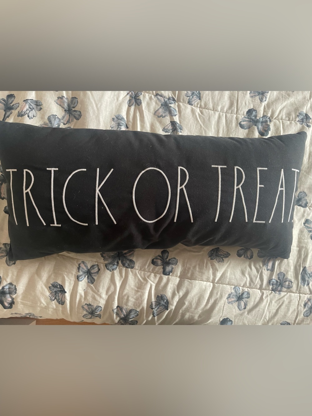 Rae Dunn Black TRICK OR TREAT Lumbar Pillow